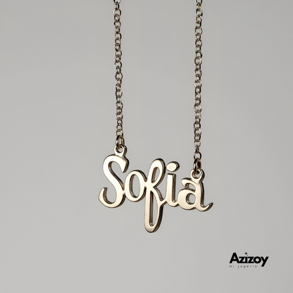 Cadena con nombre en plata (grande)