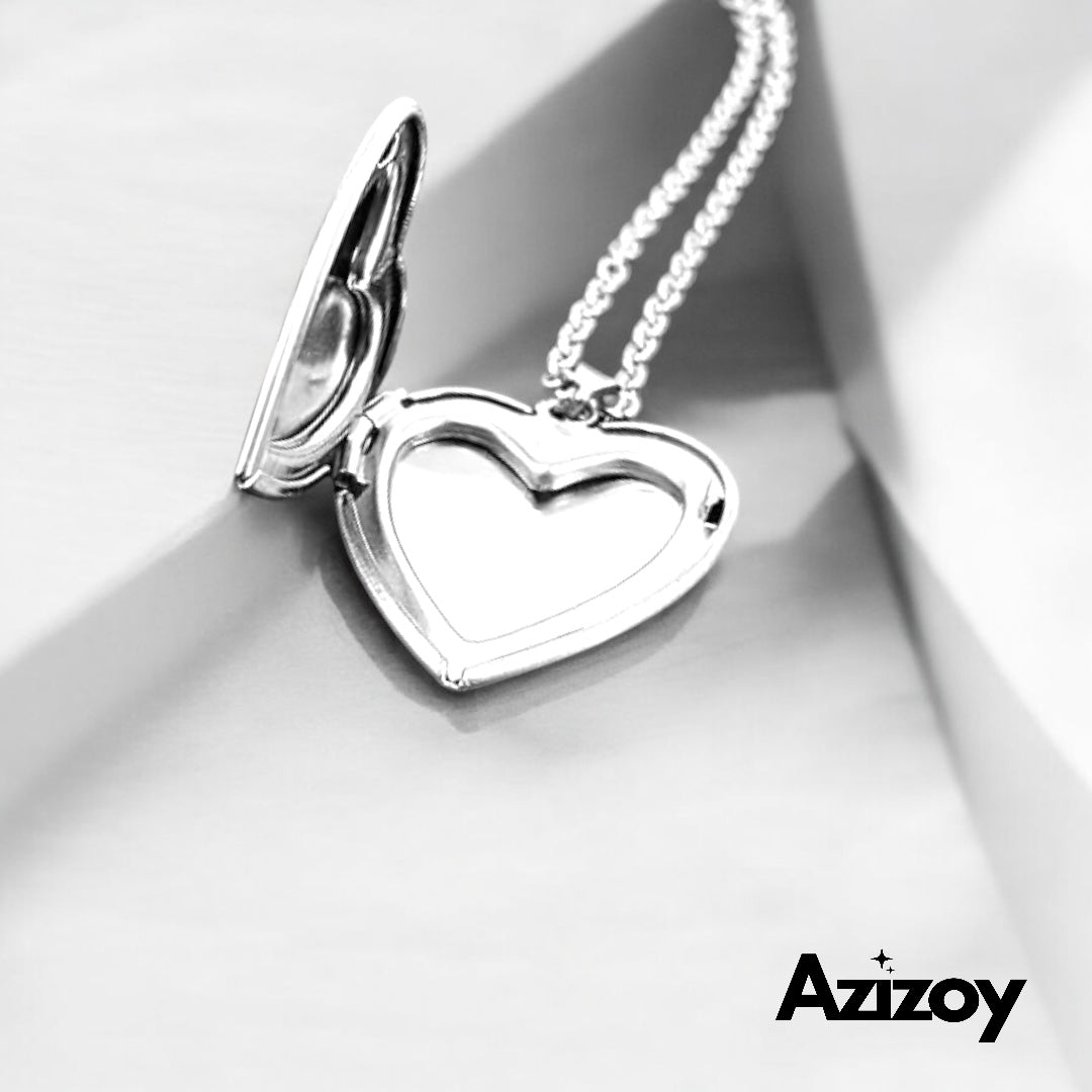 Corazón plata para 2 fotos