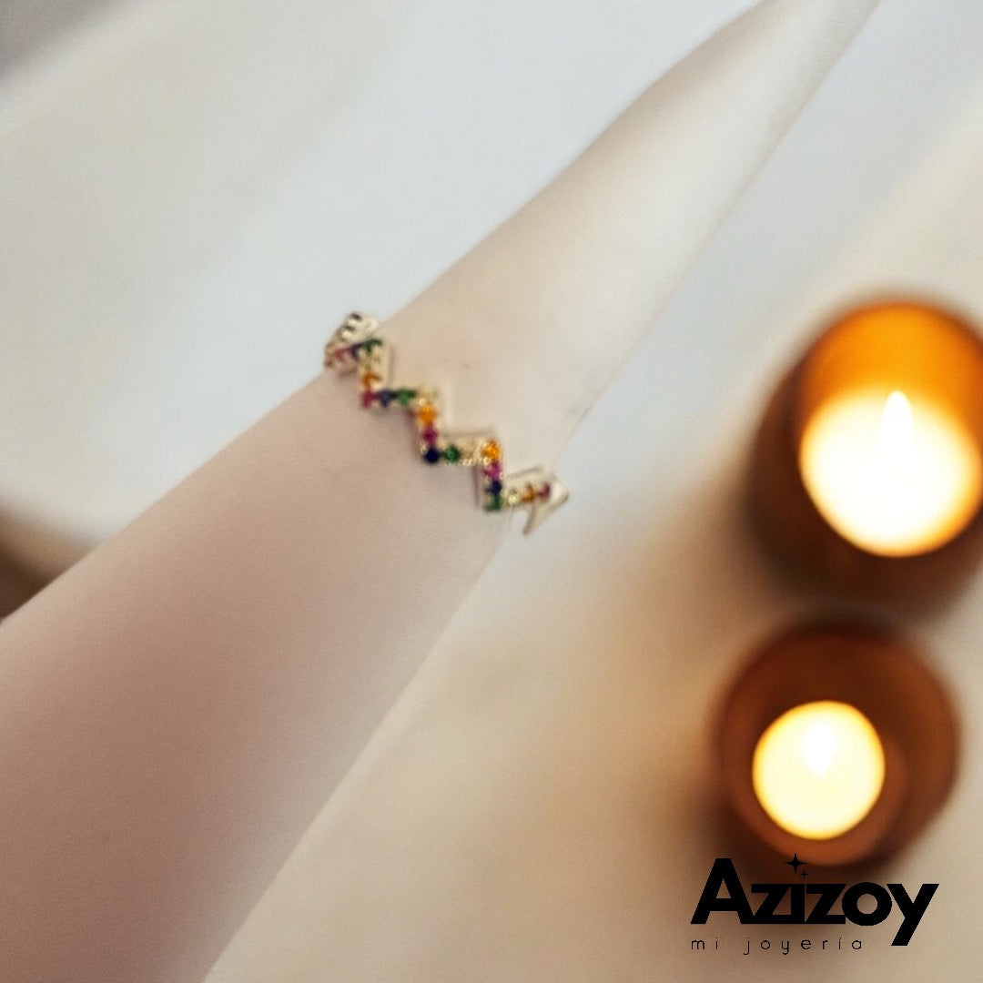 Anillo zigzag de colores