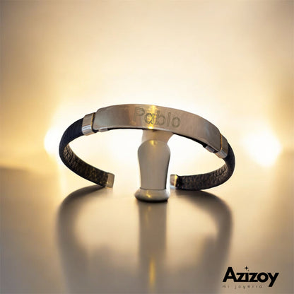 Brazalete  de Plata con Piel.